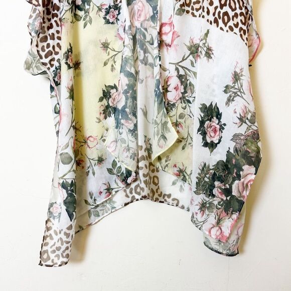 Save The Ocean Lightweight Floral Animal Print Cardigan Kimono Cover Up NWOT - Picture 5 of 9